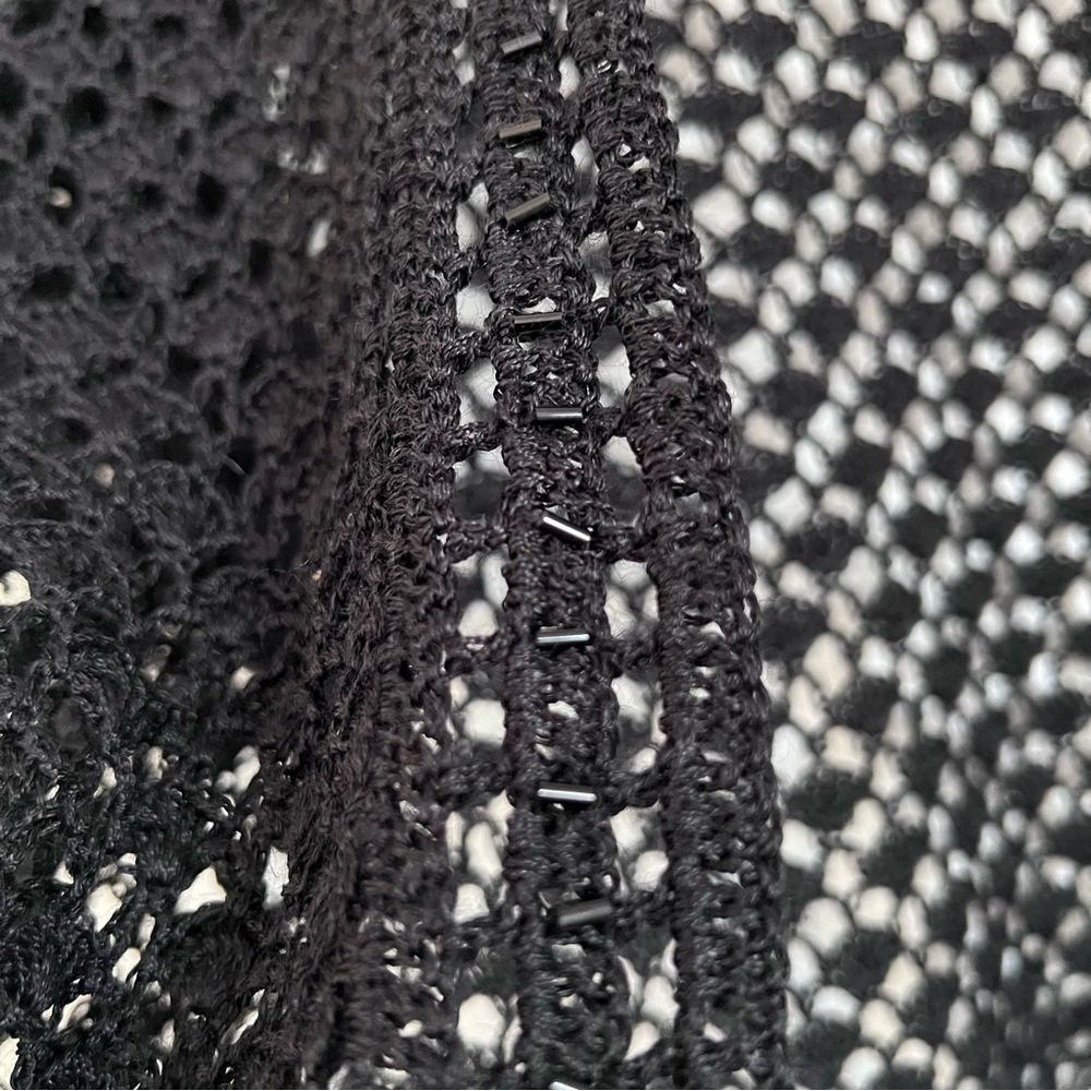 Black Crochet Open-Front Cardigan - Picture 4 of 6